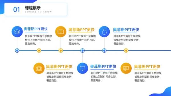 蓝色扁平风教学课程展示