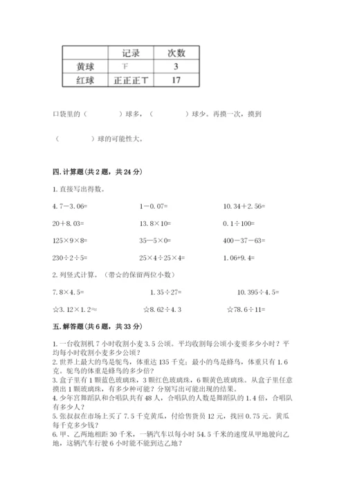 小学五年级上册数学期末测试卷含答案（a卷）.docx