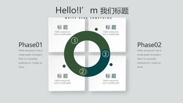 绿色小清新微立体述职报告工作总结通用PPT动态模板封面含PS