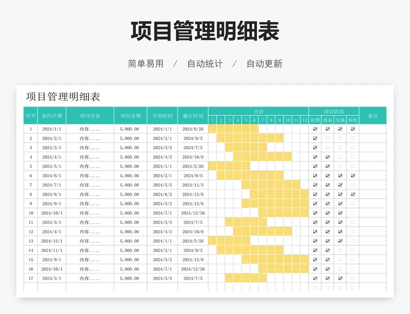 项目管理明细表