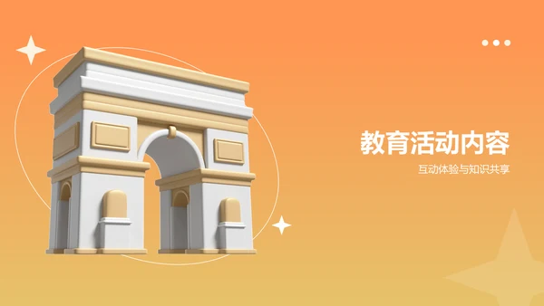 橙色3D风国际博物馆PPT模板