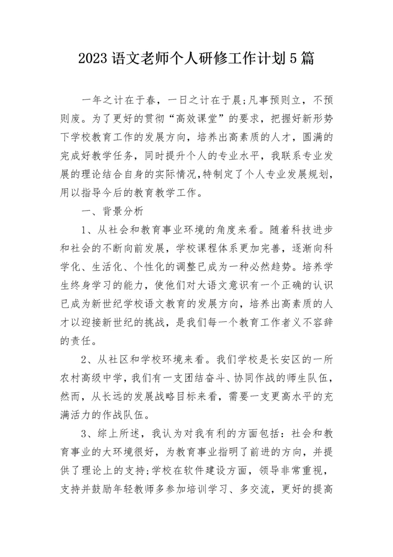 2023语文老师个人研修工作计划5篇.docx