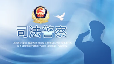 蓝色司法公安警察年年终总结PPT