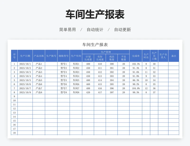 车间生产报表