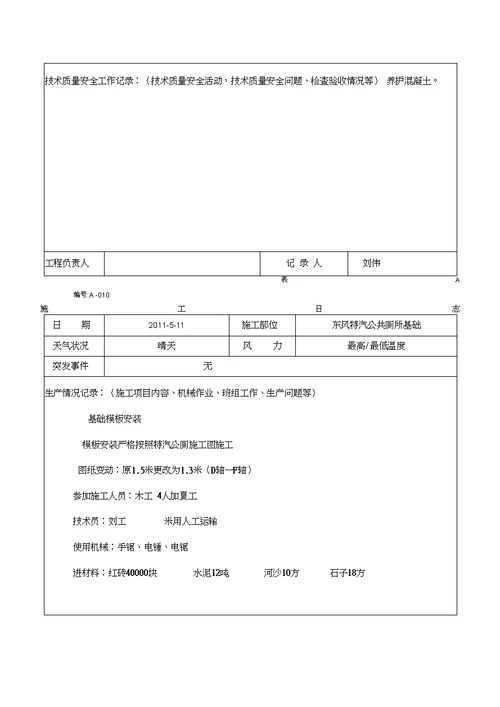 5月10月施工日志