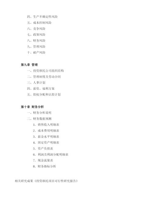 投资移民商业计划书模板.docx