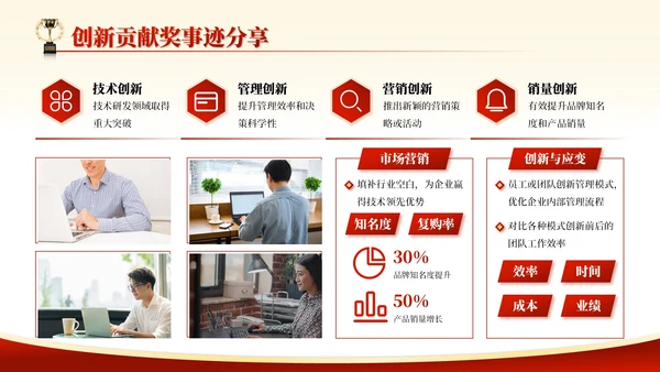 红金党政风劳动节员工表彰大会PPT模板