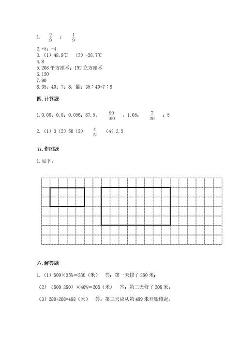 共和县六年级下册数学期末测试卷有精品答案