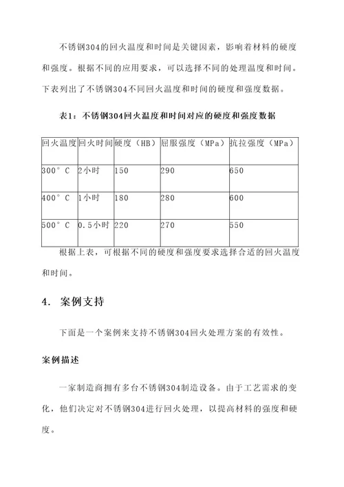 不锈钢304回火处理方案