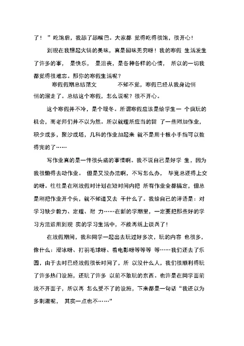 寒假假期总结