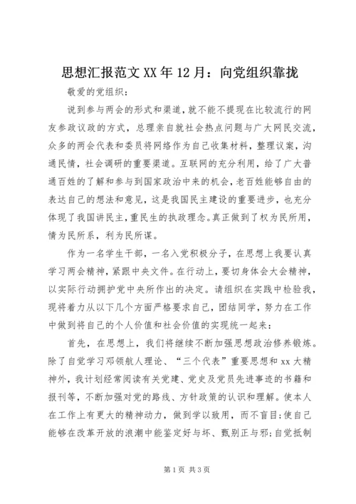 思想汇报范文XX年12月：向党组织靠拢.docx