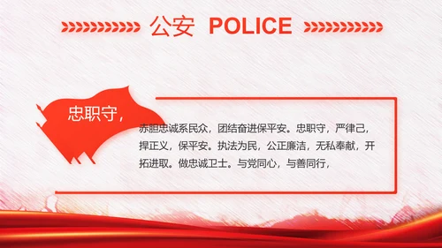 红色公安警察年终工作总结汇报PPT