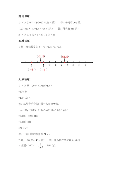 西峰市六年级下册数学期末测试卷精品带答案.docx