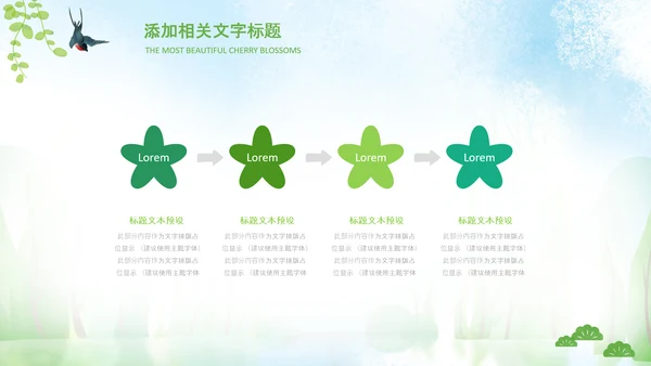 小清新春天来了春游你好春天治愈系画风PPT