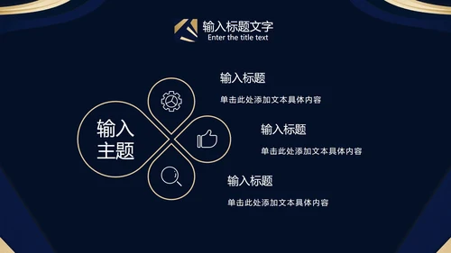 蓝金发射光状奢华PPT模板