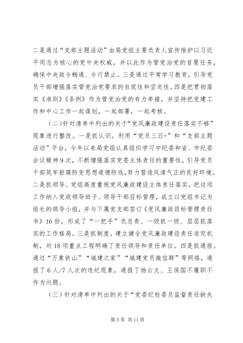 整改落实区委巡察组区建管局党组问题清单报告.docx