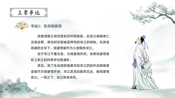 古风水彩水墨水浒传宋江PPT读书分享