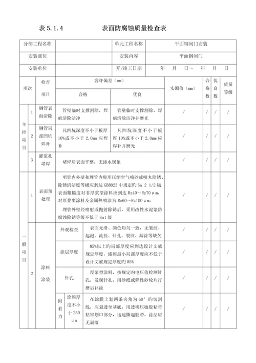 平面闸门门体单元工程安装质量验收评定表.docx