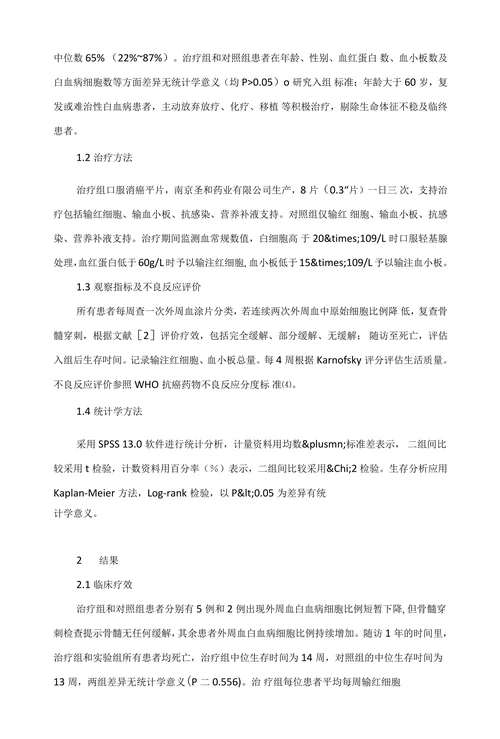 通关藤片治疗老年复发难治白血病疗效观察