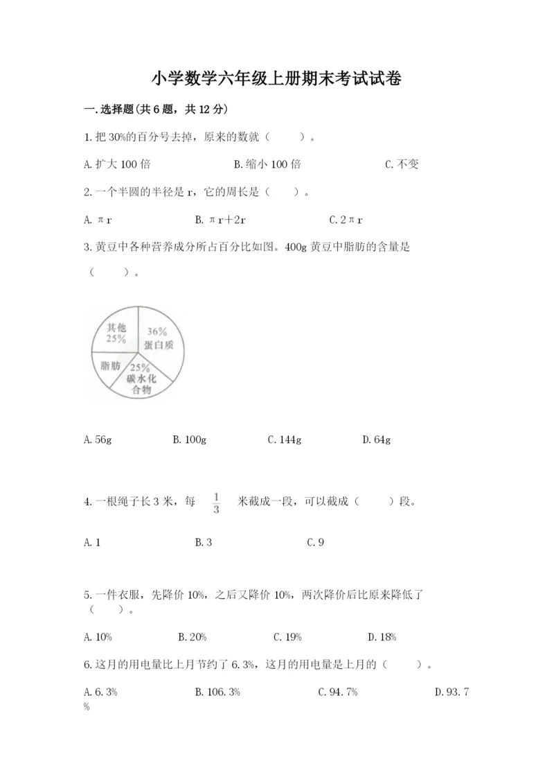 小学数学六年级上册期末考试试卷含完整答案【夺冠系列】.docx