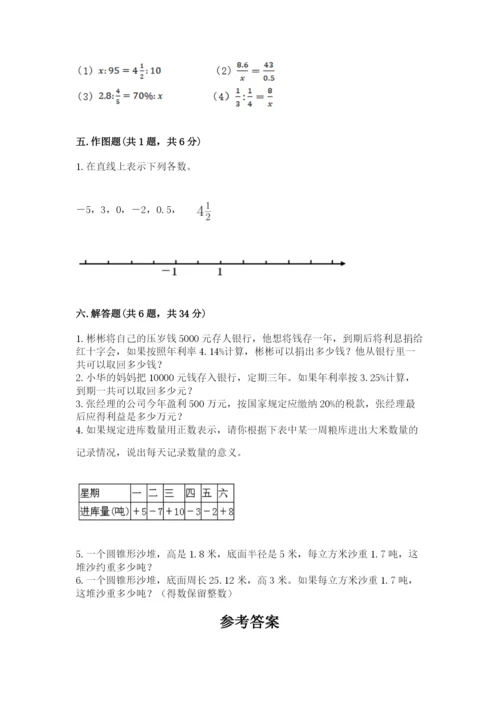 突泉县六年级下册数学期末测试卷及答案（最新）.docx