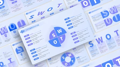 蓝色简约风SWOT分析PPT版式合集