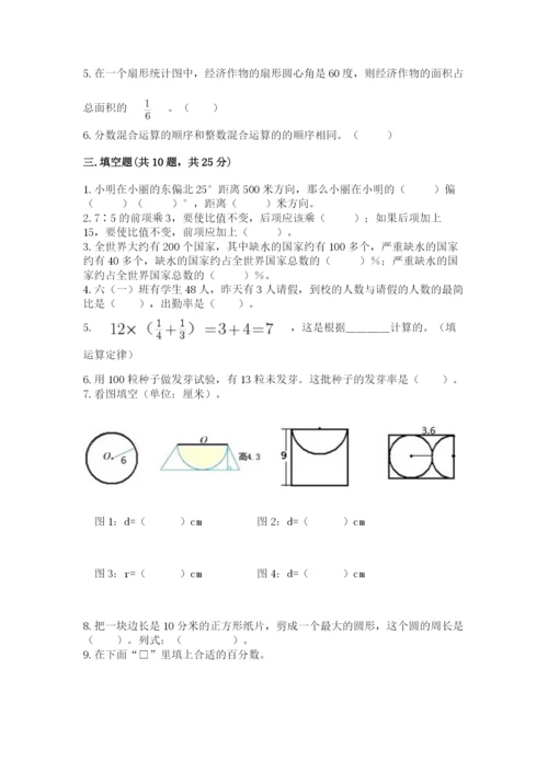 2022人教版六年级上册数学期末测试卷含完整答案【各地真题】.docx