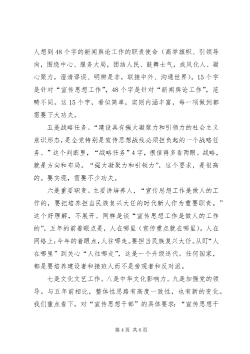 学习全国宣传思想工作会议体会 (2).docx