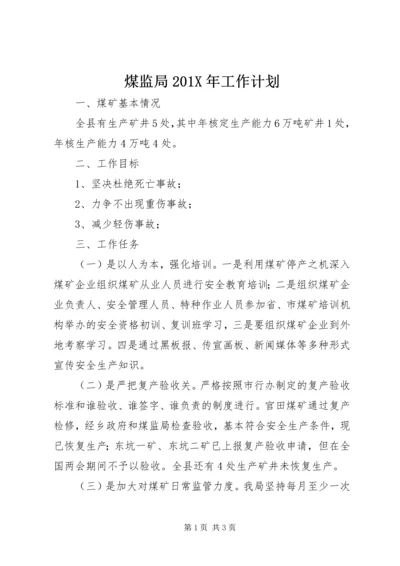 煤监局201X年工作计划.docx
