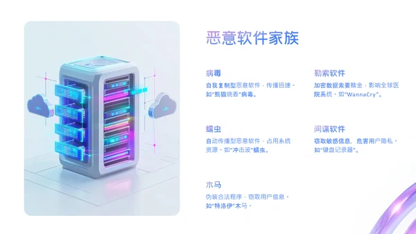 蓝紫色科技感简约网络安全教育PPT模版