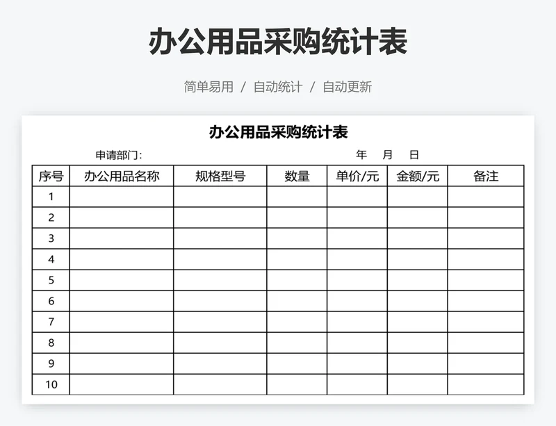 办公用品采购统计表