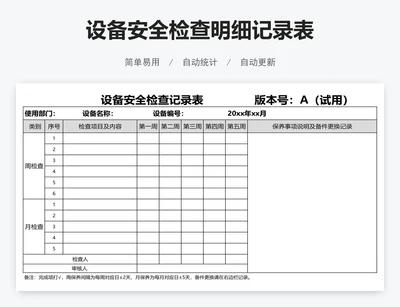 设备安全检查明细记录表