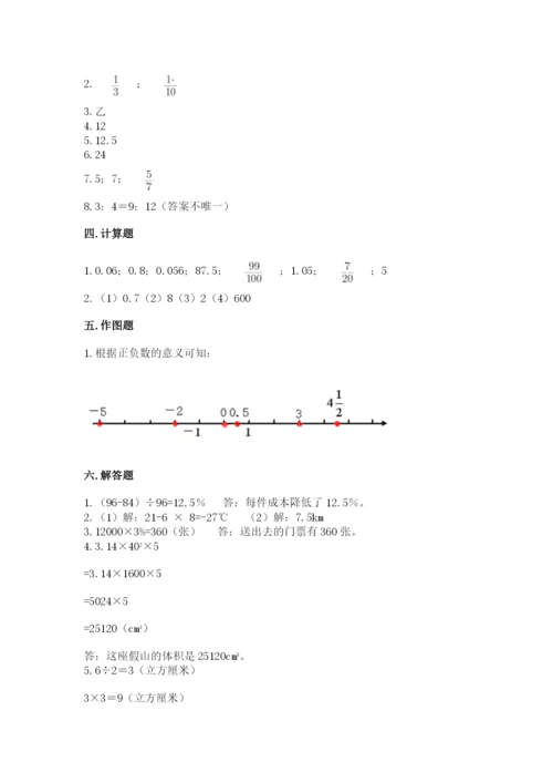 重庆市江津市六年级下册数学期末测试卷完整.docx