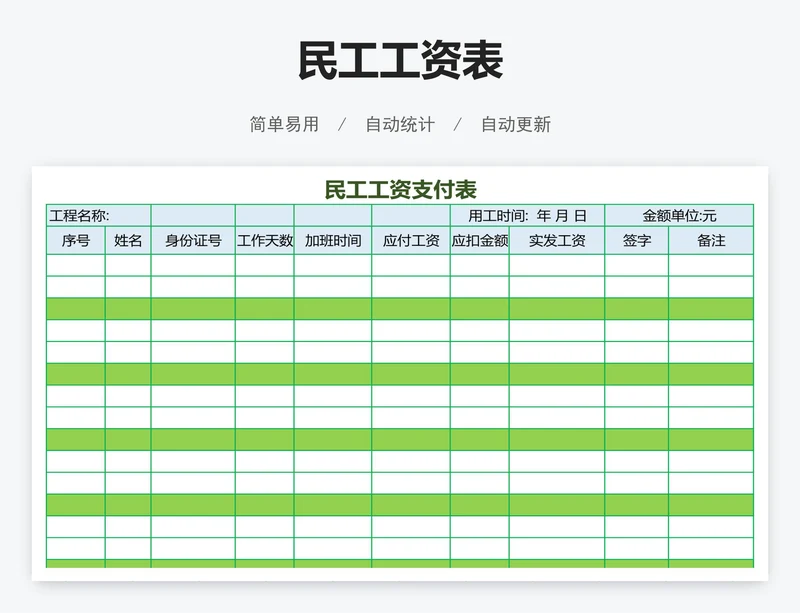 民工工资表