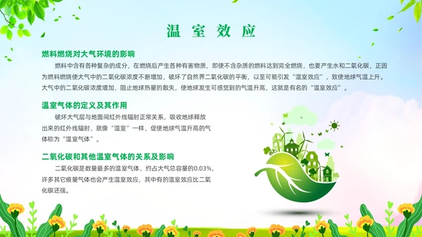 绿色清新风大气污染环境保护主题班会世界环境日
