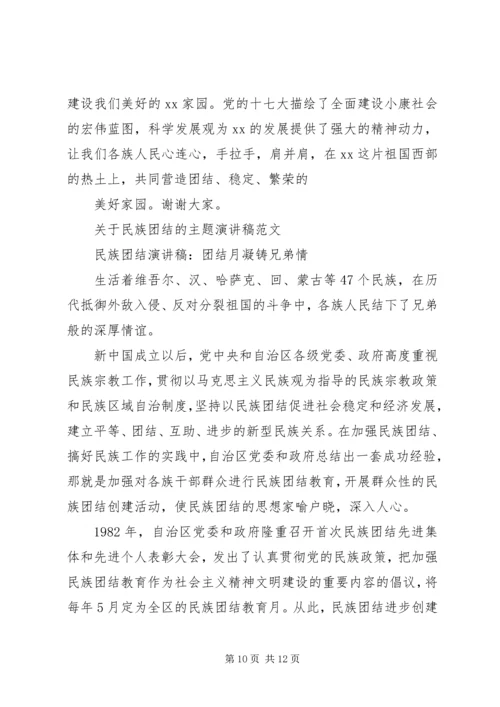 关于民族团结的主题演讲稿范文.docx