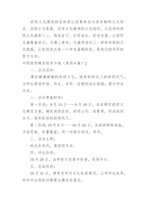 中职班级建设培养方案.docx