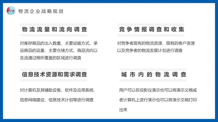 蓝色物流战略规划航空物流动态PPT模板
