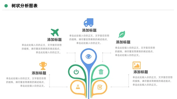 扁平简约可视化树状数据分析图表PPT