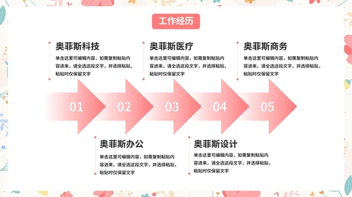 卡通小清新花卉插画个人求职简历PPT模板