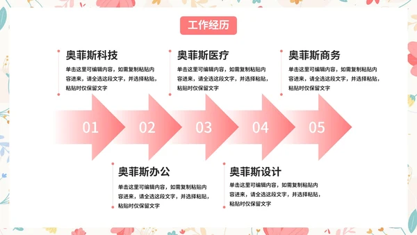 卡通小清新花卉插画个人求职简历PPT模板
