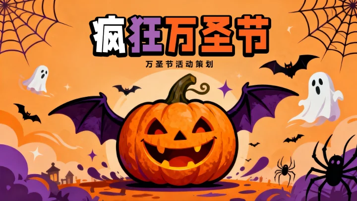 橙色卡通南瓜万圣节活动策划封面页