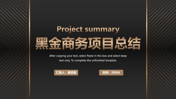 黑金商务项目总结PPT模板