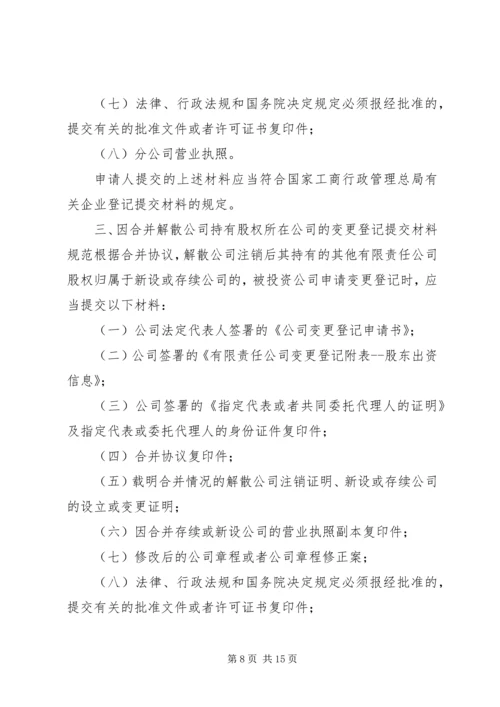 关于做好公司合并分立登记支持企业兼并重组的意见（工商企字[201.docx