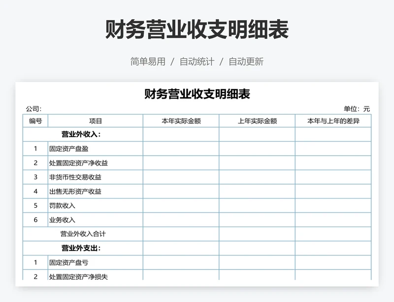 财务营业收支明细表