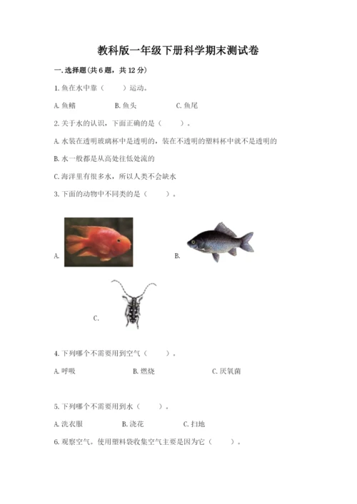 教科版一年级下册科学期末测试卷含答案【夺分金卷】.docx