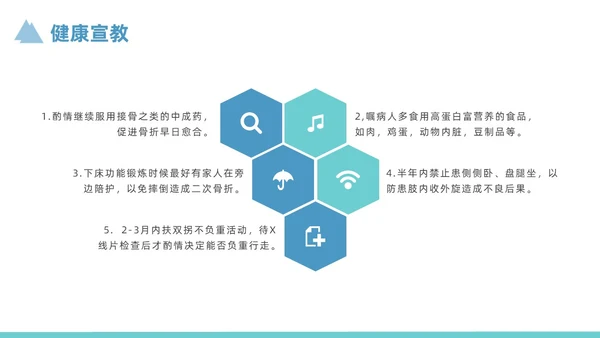 蓝色简约风股骨颈骨折护理查房培训课件
