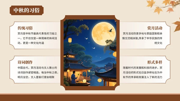 棕色中国风风格中秋佳节情满人间PPT模板