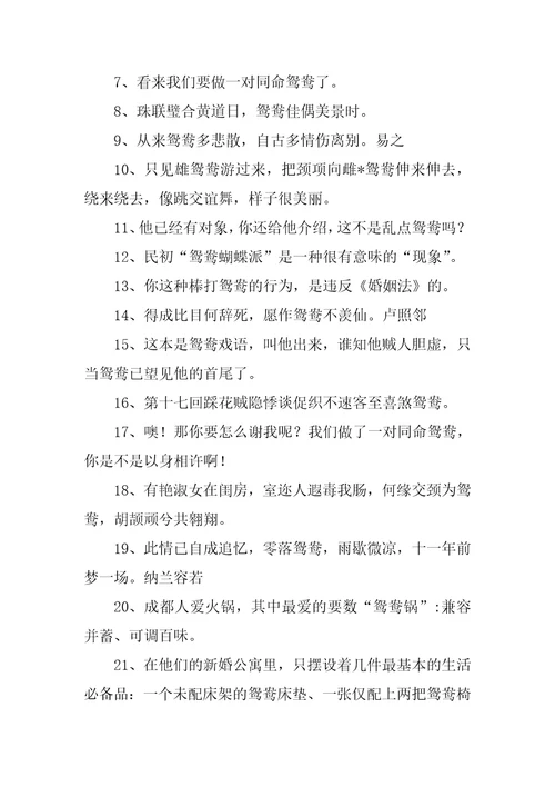 鸳鸯的解释和造句精彩2篇