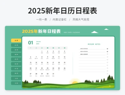 2025新年日历日程表